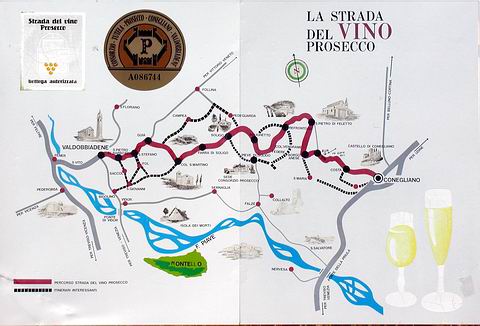 Mappa della strada del Prosecco